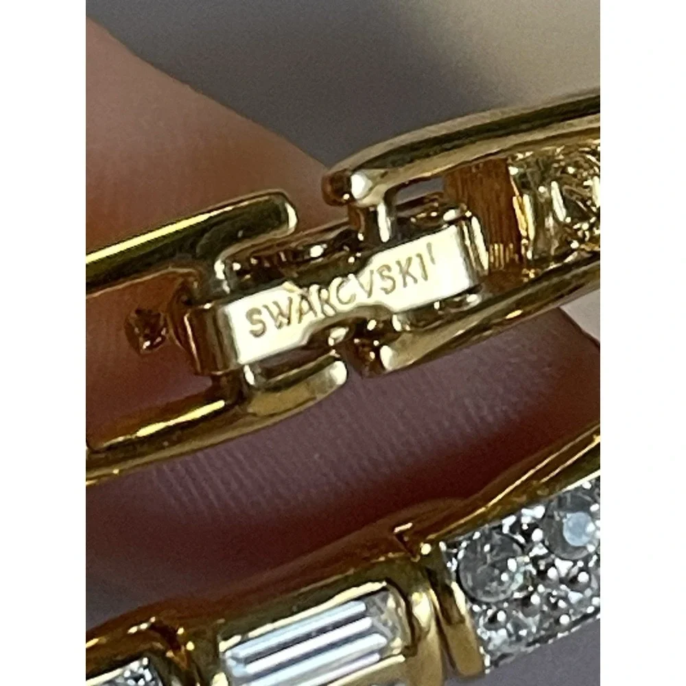 Authentic‎ Swarovski Gold Plated Tennis Bracelet Baguette Pave 8